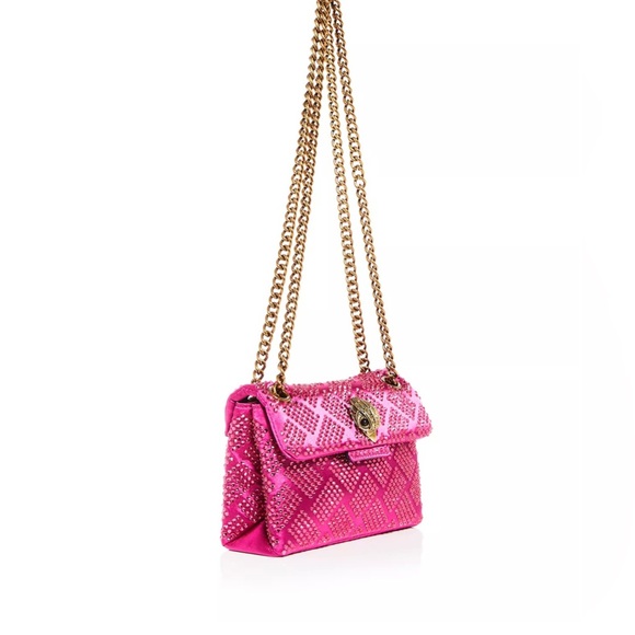 NWT Kurt Geiger London Bright Pink Mini Embellished Satin Crossbody Bag - Picture 8 of 8